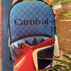 Sprayground Carnival Backpack Limited Edition! Only Sold On Cruise Ship! Blue Streetwear Standard Backpack, Blue Backpack For Streetwear, Cruise Ship, Carnival, Bag Lady, Backpacks, Red, Blue, Women Shopping