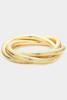 Size : 1" H Stretchable Lead and Nickel Compliant 3 Row Intertwined Snake Metal Stretch Bracelet Adjustable Gold Slinky Bracelets, Gold Stack Bracelets, Jewelry Wishlist, Stack Bracelets, Metal Bracelet, Dope Jewelry, Funky Jewelry, Dream Jewelry, Metal Bracelets