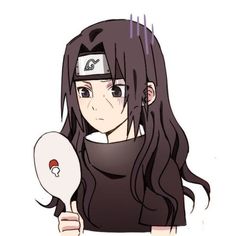 an anime character with long black hair holding a ping pong paddle