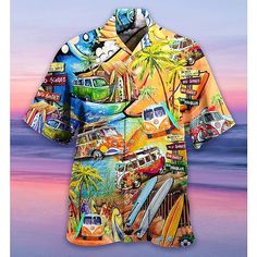 Season:Summer,Spring; Fabric:Polyester; Sleeve Length:Short Sleeve; Look After Me:Washable,Hand wash,Machine wash; Gender:Men's; Style:Hawaiian,Streetwear,Fashion,Tropical,Designer; Tops Type:Summer Hawaiian Shirt,Shirt; Occasion:Hawaiian,Beach,Going out,Casual,Holiday; Age Group:Adults'; Fit Type:Regular Fit; Pattern:Graphic Prints,Lights,Flamingo; Design:Button-Down,Print; Neckline:Turndown; Front page:FF; Listing Date:02/20/2023; Bust:; Length:; Shoulder Width:; Fit US Size:; Fit UK Size:; Fi Hippie Car, Outdoorsy Style, Camp Shirts, Hippie Bus, Surf Shack, Hawaii Beaches, Beach Camping, Beach Casual, Outfits Men