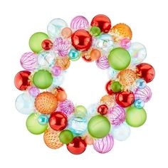 a wreath made out of many different colored balls