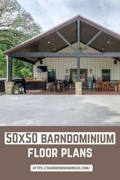 an image of a garage with the words 50x50 barndomminum floor plans