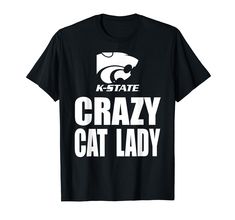 a black t - shirt with the words crazy cat lady in white letters on it