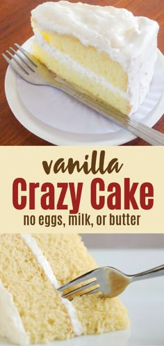 vanilla crazy cake with no eggs, milk, or butter