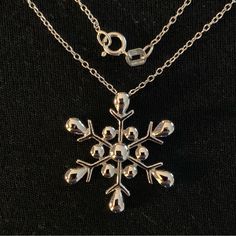 Beautiful And Dainty Snowflake Necklace Shiny Christmas, Holiday, Festive, Winter, Gift, Gifts, Stocking Stuffer, Stocking Stuffers Large Pearl Necklace, Winter Necklace, Jade Bead Necklace, Band Necklace, Seashell Pendants, Open Heart Necklace, Snowflake Necklace, Bling Necklace, Beach Necklaces