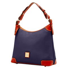 Shoulder Sophistication    This structured shoulder bag, made from pebble leather with a natural grain that hides any signs of wear, has a sophisticated look thanks to the crisp, Vacchetta leather trim. Elegant Navy Shoulder Bag With Leather Handles, Navy Leather Shoulder Bag With Gold-tone Hardware, Elegant Navy Leather Shoulder Bag, Structured Shoulder, Monogram Pendant, Tan Cowhide, Hobo Shoulder Bag, Black Polish, Dooney And Bourke