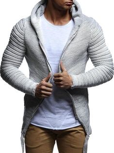 Leif Nelson LN20741 Men's Zip Knit Hoodie Slim Fit Grey Size 3XL Features and further details 100% Acrylic Hand Wash Only Our high-quality acrylic fibers are lightweight, soft and warm. They also can retain shape well, resist shrinkage and wrinkles. A unique design helps to create an exceptional outfit no matter what you combine this sweatshirt with. This hoodie is a great match to your favorite pair of jeans or chino pants. High-quality construction, durable material, stylish design, and the ea Leif Nelson, Zipper Sweatshirt, Hooded Cardigan Sweater, Cardigan Sweater Coat, Zip Cardigan, Winter Hoodies, Latest Mens Fashion, Sweater Coat, Hooded Cardigan