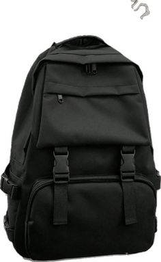 Black Student Backpack With Pockets, Black Nylon Backpack For Daily Use, Black Nylon School Backpack, Black Nylon Backpack For School, Large Capacity Black Nylon Backpack, Black Nylon Casual Backpack, Everyday Black Nylon Backpack, Black Nylon Backpack For Back To School, Black Nylon Backpack