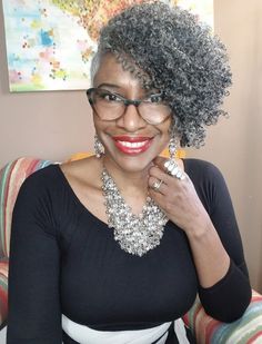 Short Grey Hair For Black Women, Silver Hair Ombre Brown, Natural Gray Hair Over 50 Black Women, Grey Hair Journey, Grey Hair Looks, Cabello Afro Natural, Short Silver Hair, Tapered Natural Hair, Natural Hair Cuts