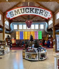 the inside of a store with many items on display