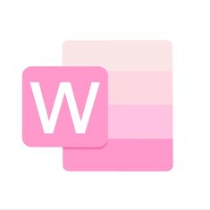 a pink and white logo with the letter w on it