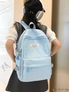 Bird in Bag - Student Backpack with High Capacity Blue Nylon Backpack For Study, Trendy Light Blue Backpack For Back To School, Trendy Light Blue Backpack For School, Trendy Light Blue Backpack For Students, Trendy Light Blue Backpack For Daily Use, Casual Blue Student Backpack, Trendy Light Blue School Backpack, Blue Nylon Softback Backpack, Functional Blue Bags For Study