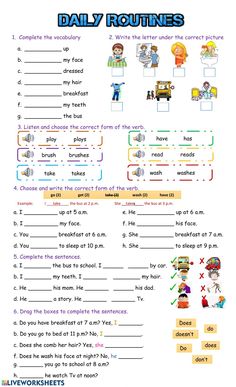 the daily routine worksheet for students to learn how to read and understand their feelings