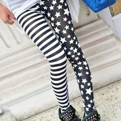 #EG0441 Faux Silk Size Measurements: One Size waist:54-90cm hip:66-110cm length:92cm Silk Leggings, Outfits Leggings, Black And White Leggings, Star Leggings, Women Leggings, Stretchy Leggings, White Leggings, Best Leggings, Spring Women