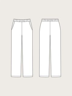 the front and back view of a women's pants with pockets on each side