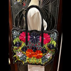 Nwot. Perfect Condition. Bright Colors. Zipper Pocket Inside. Large And Spacious. Absolutely Love This Bag. Designer Embroidered Top Handle Bag, Designer Embroidered Tote Bag, Designer Embroidered Shopping Bag, Designer Embroidered Bags For Daily Use, Designer Embroidered Bags For Shopping, Designer Embroidered Rectangular Bag, Luxury Embroidered Travel Bags, Designer Embroidered Shoulder Bag For Travel, Designer Red Embroidered Bag