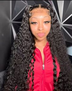 Braid Heart, Lace Front Styles, Curly Wig Hairstyles, 16 Hairstyles, Wigs Cute, Sweet 16 Hairstyles, Curly Hair Ponytail, Hype Hair, Deep Wave Wig