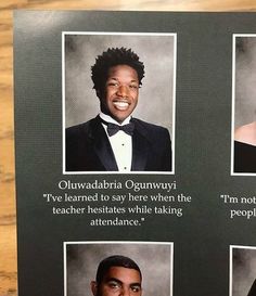 three pictures of people in tuxedos on a plaque