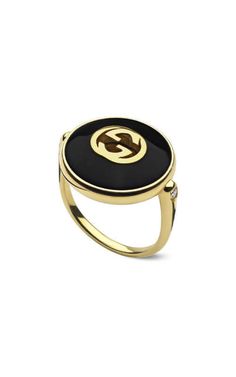 GUCCI Interlocking G Ring Yellow Gold YBC786604001.The Interlocking G logo appears in elegant new interpretations for Pre-Fall 2024. Refined yellow gold is complemented by black onyx stone and sparkling diamonds. This ring can be matched with other accessories from the same line.18k yellow gold a... G Ring, Diamond Accessories, G Logo, Black Onyx Stone, Cushion Diamond, Gold Diamond Necklace, Square Diamond, Oval Cut Diamond, Princess Diamond