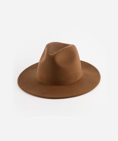 Gigi Pip felt hats for women - Wes Fedora - classic tall fedora crown with a stiff Artisan Brown Felt Hat With Flat Brim, Chic Brown Wide Brim Felt Hat, Brown Lightweight Flat Brim Fedora, Classic Brown Flat Brim Felt Hat, Brown Flat Brim Felt Fedora, Felt Hat, Fedora