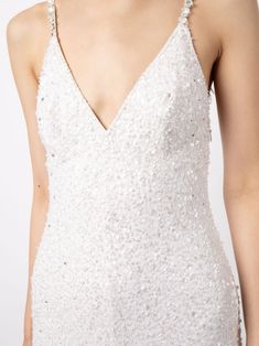 Jenny Packham Nora sequin-embellished Gown - Farfetch White Sequined Evening Dress For Gala, Glamorous White Sequin Dress For Gala, Sleeveless White Sequin Dress For Gala, White Embellished Evening Dress For Gala, Elegant White Sparkling Sequin Dress, Glamorous White Sequined Evening Dress, Glamorous White Wedding Dress, White Sequined Sleeveless Evening Dress, White Sleeveless Sequin Dress For Wedding