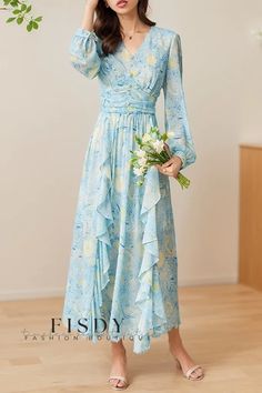 Fisdy - Elegante maxivestido con estampado floral artístico Van Gogh Starry Sky con delicado ribete de encaje y falda fluida y elegante Chiffon Styles, Starry Night Art, Sophisticated Dress, Linen Maxi Dress, Flowing Skirt, Floral Print Maxi Dress, Floral Print Maxi, Mid Length Skirts, Chiffon Skirt