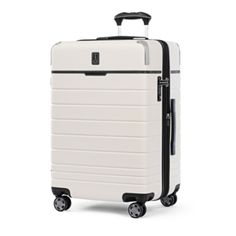 Travelpro x Travel + Leisure Medium Check-In Expandable Spinner Suitcase Elegant White Rectangular Luggage, Elegant White Luggage For Travel, Luxury White Rectangular Luggage, Elegant White Travel Luggage, Travelpro Luggage, Slim Backpack, Convertible Tote Bag, Checked Baggage, Spinner Suitcase