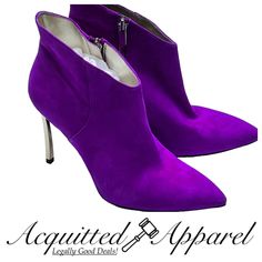 These Enzo Angiolini Ankle Booties Are Nwt Samples And Have Never Been Worn. Color Is Wild Violet (Bright Purple). They Feature A Side Zipper A Stylish Gold Metallic Stiletto Heel Gold Lined And Pointed Toe Size 6 M Heel 4" Formal Spring Booties, Elegant Spring Fitted Booties, Elegant Suede Booties, Fitted Suede Party Booties, Elegant Fitted Suede Booties, Elegant Fitted Booties With 4-inch Heel, Formal Fitted Ankle Booties, Elegant Fitted Purple Boots, Elegant Purple Boots For Spring