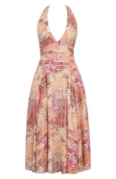 Get ready for garden-party season in a dreamy georgette sundress blooming with a stunning floral print and cut with a back-exposing halter neck. Exclusive retailer Hidden back-zip closure Halter neck Sleeveless, with cutaway shoulders Lined 100% polyester Dry clean Imported Conna Walker, Halter Sundress, Midi Sundress, Purple Midi Dress, Floral Patchwork, Bandage Dress Bodycon, Halter Midi Dress, Patchwork Print, Fairy Godmother