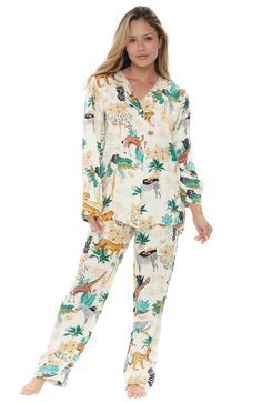 Safari Floral Pajama Pants, Bedtime Outfit, Animal Pajamas, Safari Print, Floral Pajamas, Women's Pajamas, Soft Pajamas, Fleece Pajamas, Pajama Pant