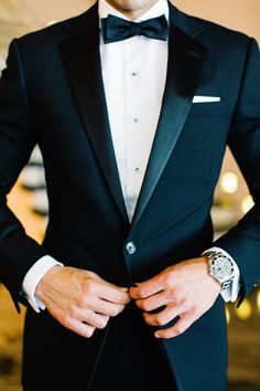 Classic Groom Style | Bridal Musings Wedding Blog Wedding Tux, Groom Tuxedo, July Wedding, Black Tie Affair, Party Suits, Tuxedo Wedding, Groomsmen Attire, Groom Groomsmen, Groom Suit