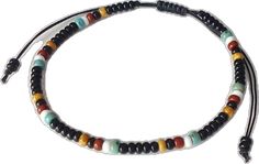 Adjustable Black Wristband With Colorful Beads, Casual Black Round Beads Friendship Bracelets, Casual Black Round Beads Friendship Bracelet, Casual Black Friendship Bracelets With Round Beads, Adjustable Black Bracelets With Colorful Beads, Adjustable Black Bracelet With Colorful Beads, Casual Black Friendship Bracelets With 8mm Beads, Black Braided Bracelet With Round Beads For Festivals, Festival Black Braided Bracelets With Round Beads