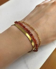 Sahara. Inspired by the rich gold orange color of the deserts. This bracelet is composed of 14K gold vermeil delicate components and orange carnelian gemstones. So delicately pretty for everyday! It also makes a very cute gift! Available in: ❉ 14K Yellow Gold vermeil ❉ 14K Rose Gold vermeil ❉ 925 Sterling Silver Not sure which length to buy? We can add a 1 inch extender chain. Just write a note at checkout! ❈ We send all our items with registered mail. ❉ Due to the organic nature of stones, ther Tiny Bracelet, Elegant Orange Gemstone Beaded Bracelet, Gold Carnelian Bracelet, Gold Bracelets With Natural Stones For Layering, 14k Gold-filled Gemstone Bracelets, Gold Gemstone Bracelet In 14k Gold Filled, 14k Gold Filled Gemstone Bracelets, Dainty Gold Beaded Bracelet With Natural Stones, Elegant Carnelian Gemstone Bracelets