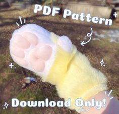 a hand that has been made to look like a stuffed animal with the words pdf pattern on it