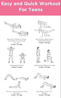 an exercise poster with instructions to do the easy and quick workouts for teens, including exercises