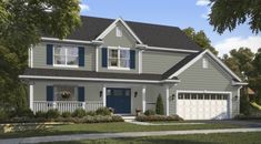 this is an artist's rendering of these two - story house plans for the new england home