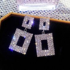 Gothic Accessories Jewellery, Long Earrings Wedding, Middle East Jewelry, Crystal Earrings Wedding, Wedding Earrings Drop, Square Earrings Studs, Crystal Stud Earrings, Square Earrings, Crystal Drop Earrings