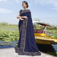 Navy Blue colored embroidered saree is made from Bluecherry Silk fabric which is highlighted with beautiful embroidered work.Comes along unstitched Crepe Silk blouse piece which you can customise as per your design/style.Occasion - You can wear this saree for party, special occasions, ideal for any fasionista. Style it up - Look glamorous in this traditional saree by (SUBHASH SAREES) Pair this saree with Ethnic Gold Jewellery, beautiful clutch to complete the look!! Blue Pre-draped Saree With Intricate Embroidery For Diwali, Blue Dola Silk Pre-draped Saree For Reception, Unstitched Blue Pre-draped Saree With Intricate Embroidery, Blue Traditional Pre-draped Saree With Intricate Embroidery, Blue Chanderi Pre-draped Saree With Intricate Embroidery, Embroidered Blue Pre-draped Saree For Diwali, Blue Anarkali Style Pre-draped Saree With Intricate Embroidery, Blue Pre-draped Saree With Resham Embroidery For Eid, Royal Blue Designer Wear Fitted Saree