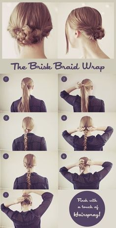 Easy hairstyles Hair Braid Wrap, Five Minute Hairstyles, Braid Updo, Braided Hair Tutorial, Evening Hairstyles, Pinterest Hair, Bohol, Braided Hairstyles Tutorials, Hair Tutorials