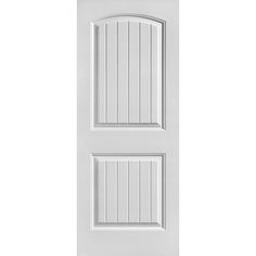 Enjoy refined style and easy elegance with the Masonite Solidoor Cheyenne 2-Panel Camber Top Solid Core Primed Composite Interior Door Slab. The industry benchmark for all composite wood doors, our expert construction results in a more durable door that resists warping, shrinking, and cracking better than a solid wood door. Solid-Core Solidoor-Panels help reduce the sound transmission in your home. Select designs offered in coordinating Bi-fold and factory prehung single or double prehung units. Interior Door Styles Farmhouse, Masonite Interior Doors, Prime And Composite, Americana Design, Interior Door Trim, Diy Shutters, Hardwood Doors, Ranch Style House Plans, Indoor Design