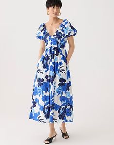 NWT J.Crew $168 Women's Cecily dress in painted floral print, Blue, Sz 2, 4 | eBay Special Dress, Special Dresses, Pesticides, Brands Outlet, Puff Sleeves, Floor Length, Puff Sleeve, J Crew, Seeds