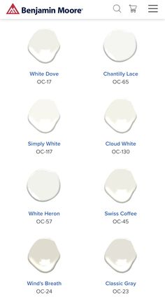 the different shades of white paint