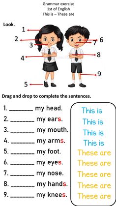 an english worksheet with two children in front of each other and the words