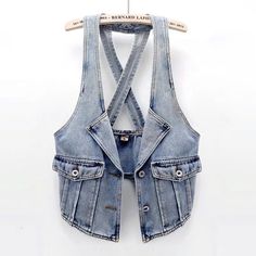 Jeans Waistcoat, Womens Denim Vest, Vintage Denim Vest, Chic Summer Style, Sleeveless Coat, Casual Vest, Sleeveless Jacket, Denim Vest, Summer Tops