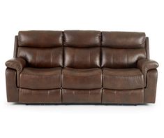 a brown leather reclining couch on a white background