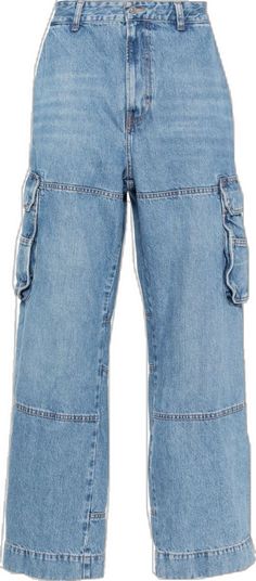 a pair of blue jeans with buttons on the front and side, all in rolled up