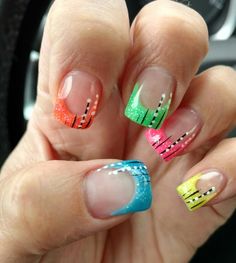 Nail Tip Designs, French Tip Nail Designs, Lovely Nails, Nails 2023, Pretty Nail Art, Rainbow Nails, Nail Designs Glitter, French Tips