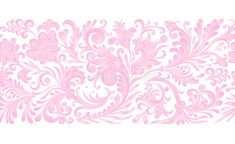 a pink and white wallpaper border with floral designs