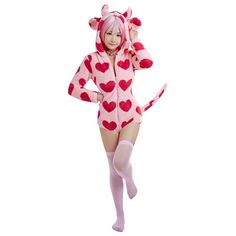 Women Sexy Pink Heart Print Long Sleeve Onesie Bodysuit One Piece Halloween Costume, One Piece Halloween, Rabbit Clothes, Silk Bodysuit, Onesie Costumes, Pink Onesie, One Piece Cosplay, Bodysuit Tops, Future Clothes