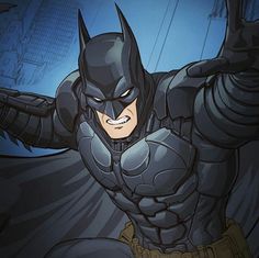 an animated batman character with his arms outstretched